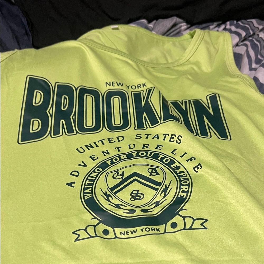 Brooklyn Graphic Neon Yellow Tank Top
